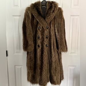 Vintage R.M. Taylor Co Real Raccoon Fur Coat Full Length Small/Med Brown